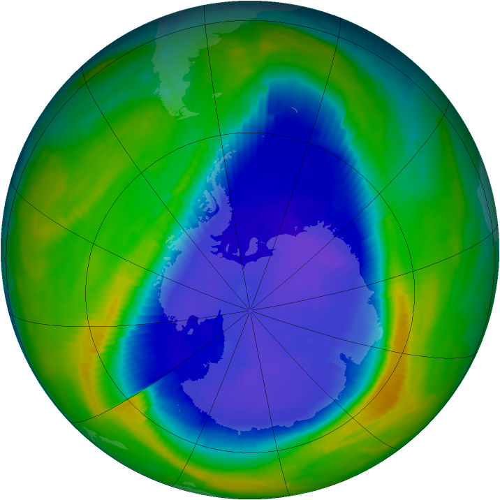 Antarctic ozone map for 15 September 1997